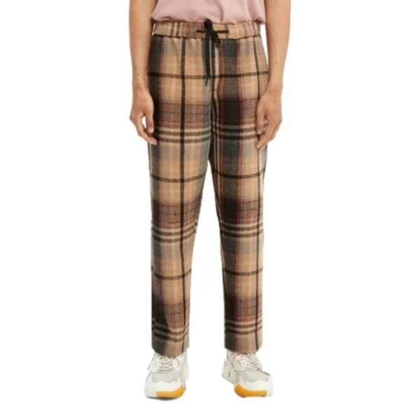 Scotch & Soda Fave Checked Tapered Jogger Pant Wool Blend StreetWear Mens XXL - Picture 1 of 13